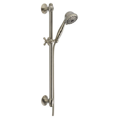 Click here to see Delta 51708-SS Delta Universal Showering 7-Setting Hand Shower with Slide Bar, WaterSense, 1.75 GPM, Stainless - 51708-SS