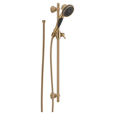 Click here to see Delta 57021-CZ Delta Premium 1.75 GPM 3-Setting Slide Bar Handshower with Dual Check Valves, Touch-Clean Nozzles, Champagne Bronze - 57021-CZ