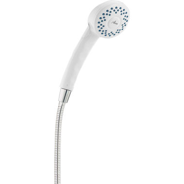 Click here to see Delta 59462-WH15-BG Delta Universal Showering Fundamentals Single-Setting Hand Shower, Round, 1.5 GPM, Rub-Clean Nozzles, WaterSense, White - 59462-WH15-BG