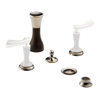 Click here to see Brizo 68485-PNCOLHP Brizo Charlotte Two-Handle Bidet Faucet with Diverter and Metal Pop-Up, 4-Hole, Less Handles, Cocoa Bronze/Brilliance Polished Nickel - 68485-PNCOLHP