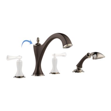 Click here to see Brizo T67485-PNCOLHP Brizo Charlotte Two-Handle Roman Tub Faucet Trim with 1.75 GPM Hand Shower, 4-Hole, Less Handles, Cocoa Bronze/Brilliance Polished Nickel - T67485-PNCOLHP