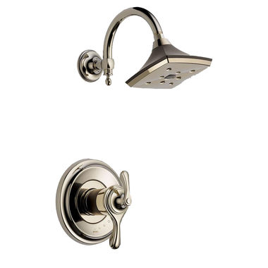 Click here to see Brizo T60285-PNCO Brizo Charlotte TempAssure Thermostatic Shower Faucet with Single Function Raincan Showerhead, 1.75 GPM, Cocoa Bronze/Brilliance Polished Nickel - T60285-PNCO