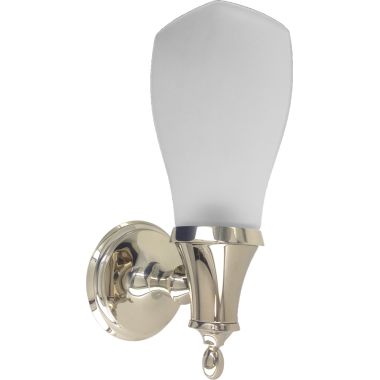 Click here to see Brizo 697085-PN Brizo Charlotte Brilliance Polished Nickel Single Light Sconce, Satin-Etched Glass Dome - 697085-PN