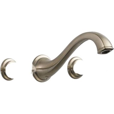 Click here to see Brizo 65885LF-BNLHP Brizo Charlotte Two-Handle Widespread Wall-Mount Brilliance Brushed Nickel Bathroom Faucet with Grid Strainer, 1.5 GPM, Less Handles - 65885LF-BNLHP
