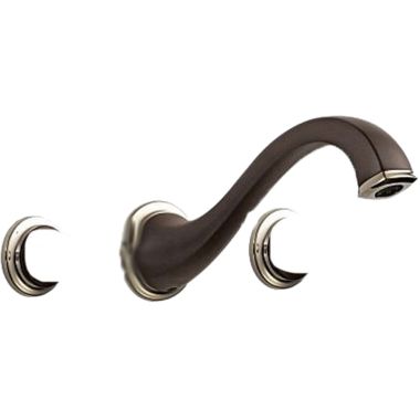 Click here to see Brizo 65885LF-PNCOLHP Brizo Charlotte Two-Handle Widespread Wall-Mount Polished Nickel/Cocoa Bronze Bathroom Faucet with Grid Strainer, 1.5 GPM, Less Handles - 65885LF-PNCOLHP
