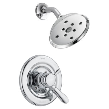 Click here to see Delta T17238-H2O Delta Lahara Monitor 17 Series Single-Setting Raincan Shower Faucet with Volume Control, H2Okinetic, Two Lever Handles, 1.75 GPM, ADA, Chrome - T17238-H2O