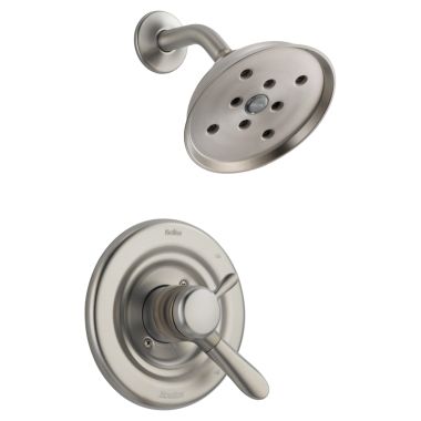 Click here to see Delta T17238-SSH2O Delta Lahara Monitor 17 Series Single-Setting Raincan Shower Faucet with Volume Control, H2Okinetic, Two Lever Handles, 1.75 GPM, ADA, Stainless - T17238-SSH2O