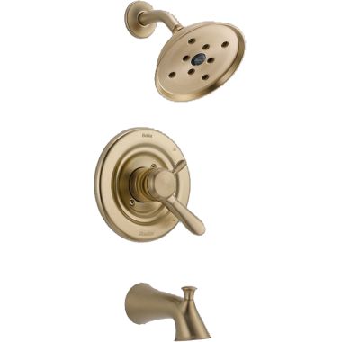 Click here to see Delta T17438-CZH2O Delta Lahara Single-Function Two-Handle Champagne Bronze Tub and Shower Trim with 1.75 GPM H2O Shower Head, Lever Handle, H2Okinetic, ADA - T17438-CZH2O