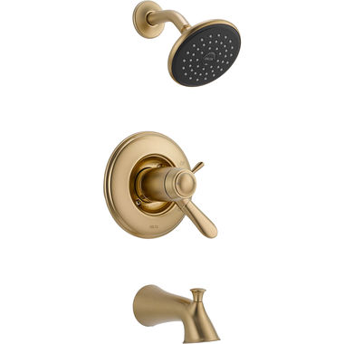 Click here to see Delta T17T438-CZ Delta Lahara TempAssure 17T Series Single-Function Two-Handle Champagne Bronze Tub and Shower Trim with 2.5 GPM Raincan Shower Head, Lever Handle, ADA - T17T438-CZ