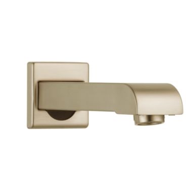 Click here to see Delta RP48333CZ Delta Arzo 7in Champagne Bronze Non-Diverter Tub Spout, All Metal Construction, Wall-Mount, Single-Hole Installation, Threaded - RP48333CZ