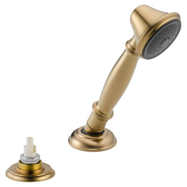 Click here to see Delta RP33791CZLHP Delta Victorian Roman Tub Hand Shower with Transfer Valve, Less Handle, 1.75 GPM, Champagne Bronze - RP33791CZLHP