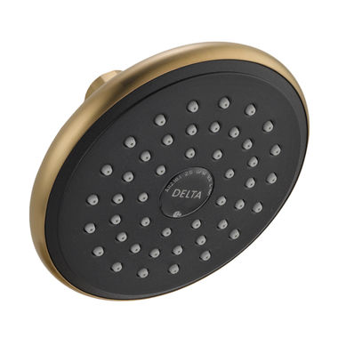Click here to see Delta RP51305CZ Delta Universal Showering Single-Setting Raincan Shower Head with Touch-Clean Nozzles, Round, 2.5 GPM, Brilliance Champagne Bronze - RP51305CZ