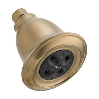 Click here to see Delta RP54752CZ Delta Universal Showering Single-Setting Raincan Shower Head with H2Okinetic Technology, WaterSense, 1.5 GPM, Brilliance Champagne Bronze - RP54752CZ