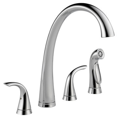 Click here to see Delta 2480-DST Delta Commercial 2480-DST Two Handle Widespread Kitchen Faucet With Spray