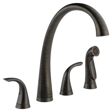 Click here to see Delta 2480-RB-DST Delta 2480-RB-DST Pilar Two Handle Kitchen Faucet w/ Spray, Venetian Bronze