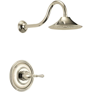 Click here to see Brizo T60P210-PN Brizo Traditional Monitor 14 Series Single-Handle Shower Faucet with H2Okinetic Rain Showerhead, 1.75 GPM, Lever Handle, Brilliance Polished Nickel - T60P210-PN