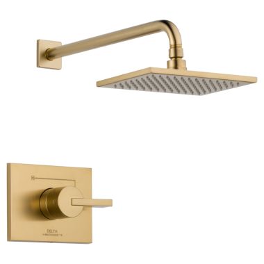 Click here to see Delta T14253-CZ Delta Vero Monitor 14 Series Single-Handle Raincan Shower Faucet, Single Setting, Touch-Clean, 2.5 GPM, Lever Handle, ADA, Champagne Bronze - T14253-CZ