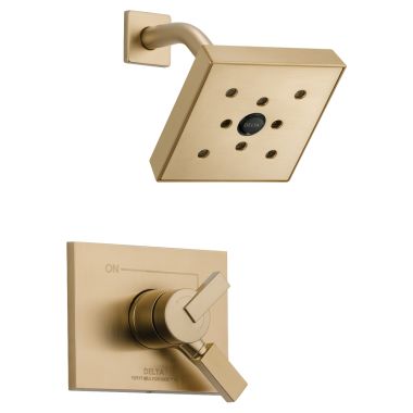 Click here to see Delta T17253-CZH2O Delta Vero Monitor 17 Series Two-Handle H2Okinetic Rain Shower Faucet with Volume Control, 1.75 GPM, Lever Handles, ADA, Champagne Bronze - T17253-CZH2O