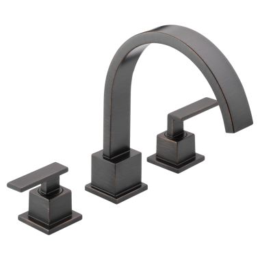 Click here to see Delta T2753-RB Delta Vero Two-Handle Roman Tub Faucet Trim, High Arc Spout, Lever Handles, ADA-Compliant, Venetian Bronze - T2753-RB