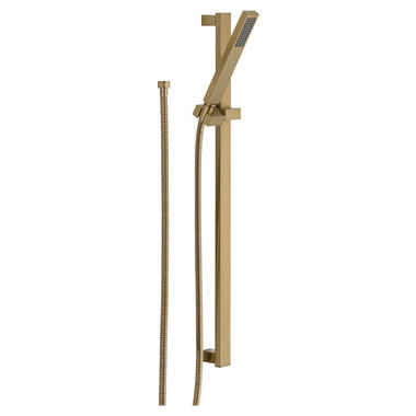 Click here to see Delta 57530-CZ Delta Vero 1.75 GPM Premium Single-Setting Slide Bar Rectangular Handshower, WaterSense, Champagne Bronze - 57530-CZ