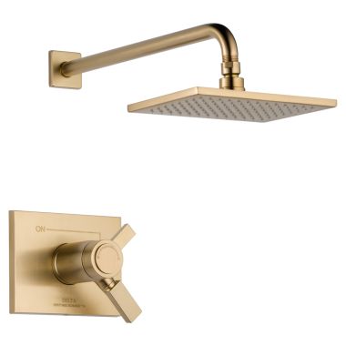 Click here to see Delta T17T253-CZ Delta Vero TempAssure 17T Series Single-Setting Rain Shower Faucet with Volume Control, 2.5 GPM, Two Lever Handles, ADA, Champagne Bronze - T17T253-CZ