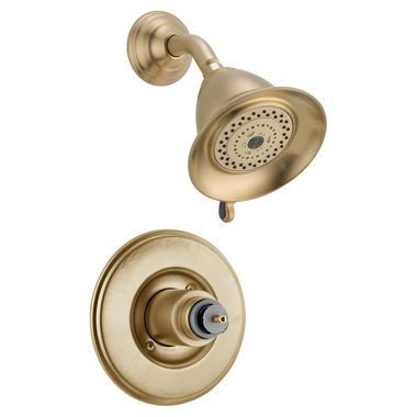 Click here to see Delta T14255-CZLHP Delta Victorian Monitor 14 Series Shower Faucet with 3-Setting Showerhead, Touch-Clean, 2.5 GPM, Less Handle, Champagne Bronze - T14255-CZLHP