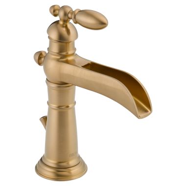 Click here to see Delta 554LF-CZ Delta Victorian Channel Spout Champagne Bronze Lavatory Faucet, Metal Pop-Up, 1.2 GPM, Single-Handle, Lever Handle - 554LF-CZ