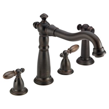 Click here to see Delta 2256-RB-DST Delta 2256-RB-DST Victorian Two Handle Widespread Kitchen Faucet w/ Spray, Venetian Bronze
