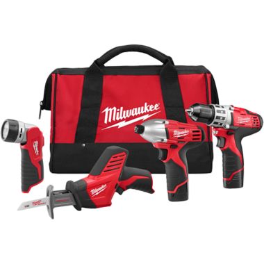 Click here to see Milwaukee 2498-24 Milwaukee 2498-24 Combo Kit, 8 Pieces, 12 V Li-Ion, 1.5 Ah