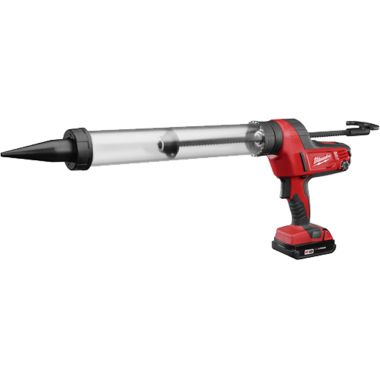 Click here to see Milwaukee 2643-21CT Milwaukee 2643-21CT 20 oz. Clear Barrel Sausage Style Caulk & Adhesive Gun Kit 