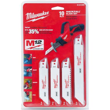 Click here to see Milwaukee 49-22-0220 Hackzall M12 49-22-0220 Bi-Metal Reciprocating Saw Blade Set, 10 Pieces
