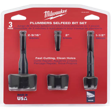 Click here to see Milwaukee 49-22-0030 Milwaukee 49-22-0030 model 3-Piece Plumbers' Self-Feed Bit Set 