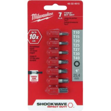 Click here to see Milwaukee 48-32-4615 Shockwave 48-32-4615 Impact Duty Drive Bit Set, 7 Pieces, 1 in L