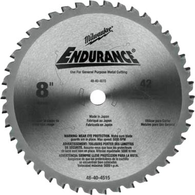Click here to see Milwaukee 48-40-4515 Milwaukee 48-40-4515 Circular Saw Blade, 8 in Dia x 0.073 in T, 42 Teeth, 5/8 in Arbor