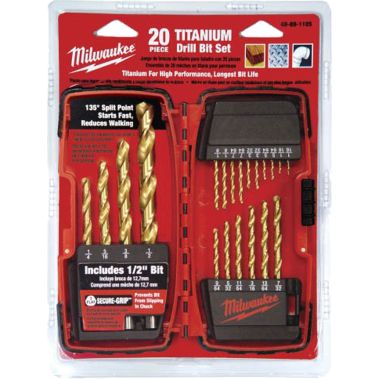 Click here to see Milwaukee 48-89-1105 Milwaukee 48-89-1105 model 20-Piece Thunderbolt Titanium Coated Drill Bits Kit 