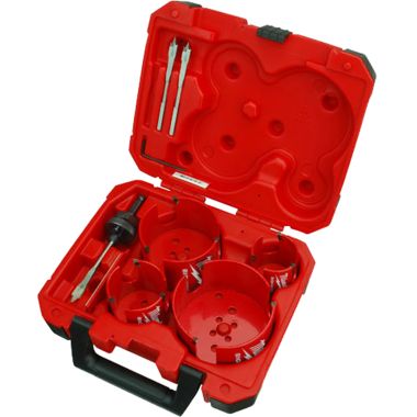 Click here to see Milwaukee 49-56-9080 Milwaukee 49-56-9080 model 8-Piece Plumbers Big Hawg Hole Cutter Kit 