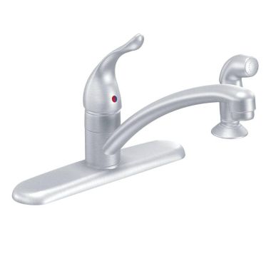 Click here to see Moen 7430BC Moen Chateau Single Handle Kitchen Faucet w/ Side Spray, Brushed Chrome - 7430BC