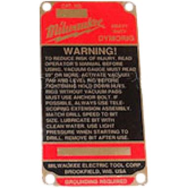 Click here to see Milwaukee 12-99-3360 MILWAUKEE 12-99-3360 NAMEPLATE BLANK