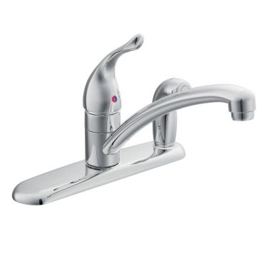 Click here to see Moen 7434 Moen Chateau Single Handle Kitchen Faucet w/ Side Spray in Deck Plate, Chrome - 7434