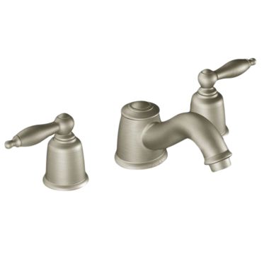 Click here to see Moen T4933BN Moen T4933BN Castleby Two-Handle Low Arc Roman Tub Faucet, Brushed Nickel 