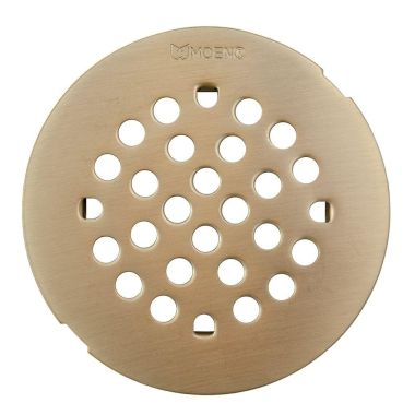 Click here to see Moen 101663BN Moen Brushed Nickel 4-1/4in Snap-In Shower Drain Cover, Brass - 101663BN