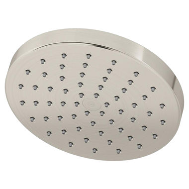 Click here to see Symmons 402SH1-STN Symmons 12in Round Single-Mode Rain Shower Head, Metal Construction, 2.5 GPM, Satin Nickel - 402SH1-STN