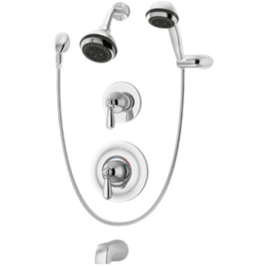 Click here to see Symmons 4706-STN-TRM Symmons Allura Tub/Shower Faucet with 3-Mode Hand Shower and Showerhead, Metal Lever Handles, Non-Diverter Tub Spout, 2 GPM,Satin Nickel - 4706-STN-TRM