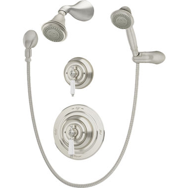 Click here to see Symmons 4405-STN-TRM Symmons Carrington Series Shower/Hand Shower Only Trim, Lever Handle, ADA-Compliant, 2.0 GPM, Satin Nickel - 4405-STN-TRM