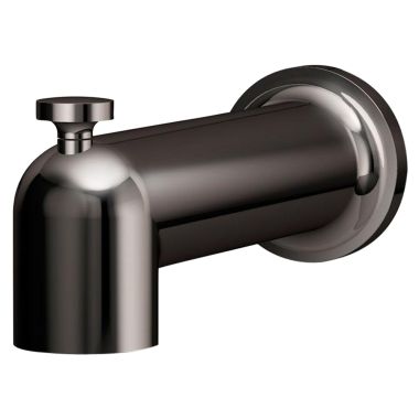 Click here to see Symmons 532TSD-BLK Symmons Museo 7-3/8-inch Wall Mounted Polished Graphite Tub Spout with Pull-Up Diverter, 1/2-14-inch Connection Size, NPT, Metal - 532TSD-BLK