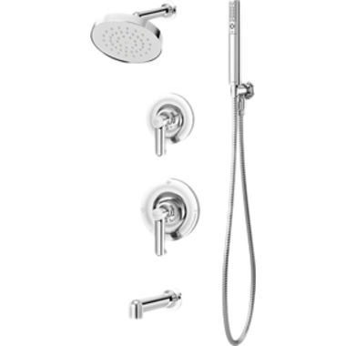 Click here to see Symmons 5306-BLK-TRM Symmons Museo Series Tub/Shower Faucet with 2-Mode Hand Shower, Less Valve, Non-Diverter Tub Spout, 2 GPM, Polished Graphite - 5306-BLK-TRM