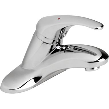 Click here to see Symmons S-20-0 Symmons Symmetrix Single-Handle Centerset Lavatory Faucet with Red/Blue Indicators, Lever Handle, 2.2 GPM, Three-Hole, Less Lift Rod Hole, Chrome - S-20-0