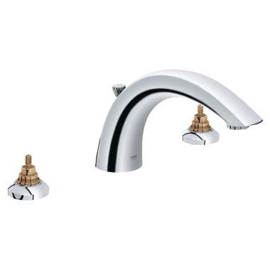 Click here to see Grohe 25071000 Grohe Arden Two-Handle Deck-Mount Roman Tub Faucet, 3-Hole, Less Handles, StarLight Chrome - 25071000