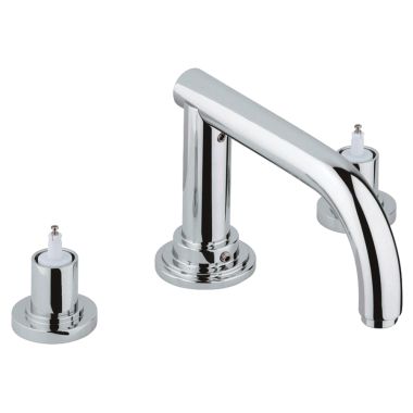 Click here to see Grohe 25048000 Grohe Atrio Two-Handle Deck-Mount Roman Tub Faucet, 3-Hole, Less Handles, StarLight Chrome - 25048000