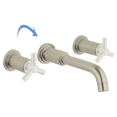 Click here to see Grohe 20173EN0 Grohe Atrio Two-Handle Wall-Mount Widespread Brushed Nickel Bathroom Faucet, Less Handle, 1.2 GPM, WaterSense, Three-Holes - 20173EN0